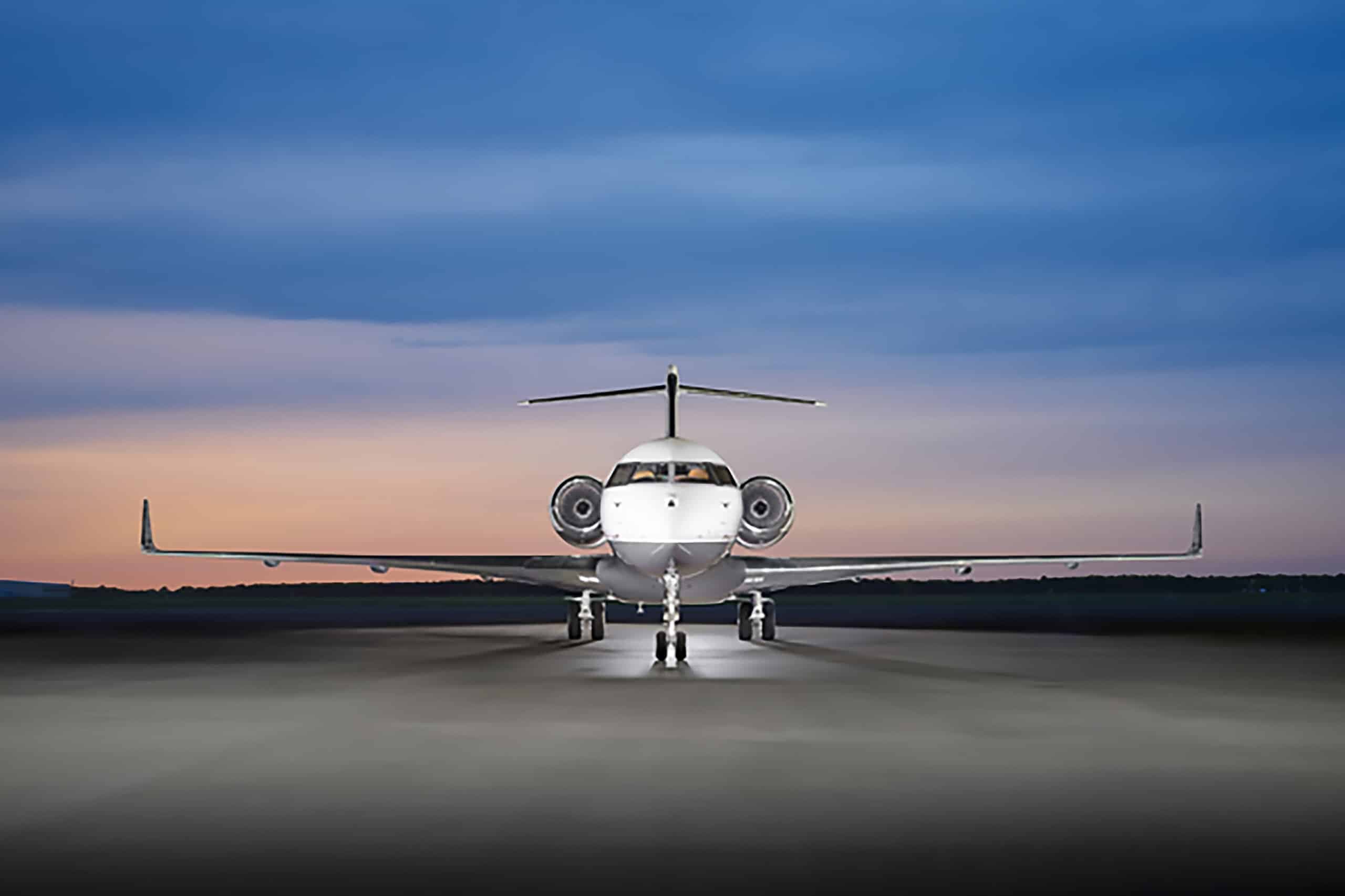 Private jet in flight